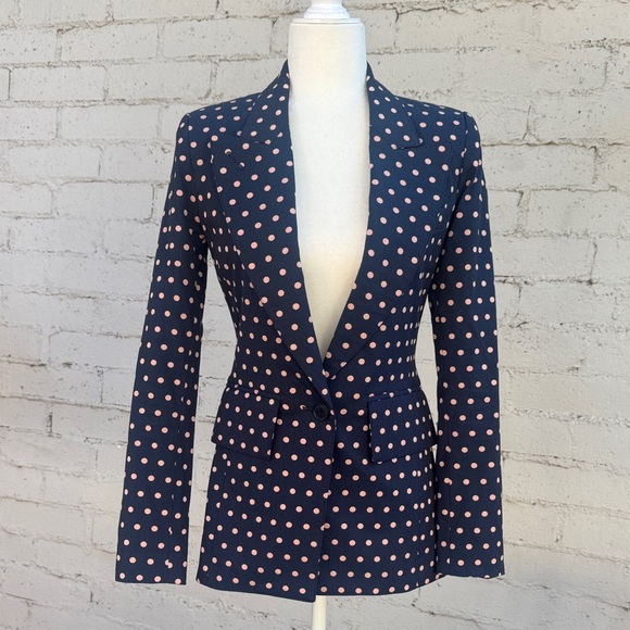 Smythe Lounge Blazer Navy Polka Dot Size 2 - Picture 5 of 14